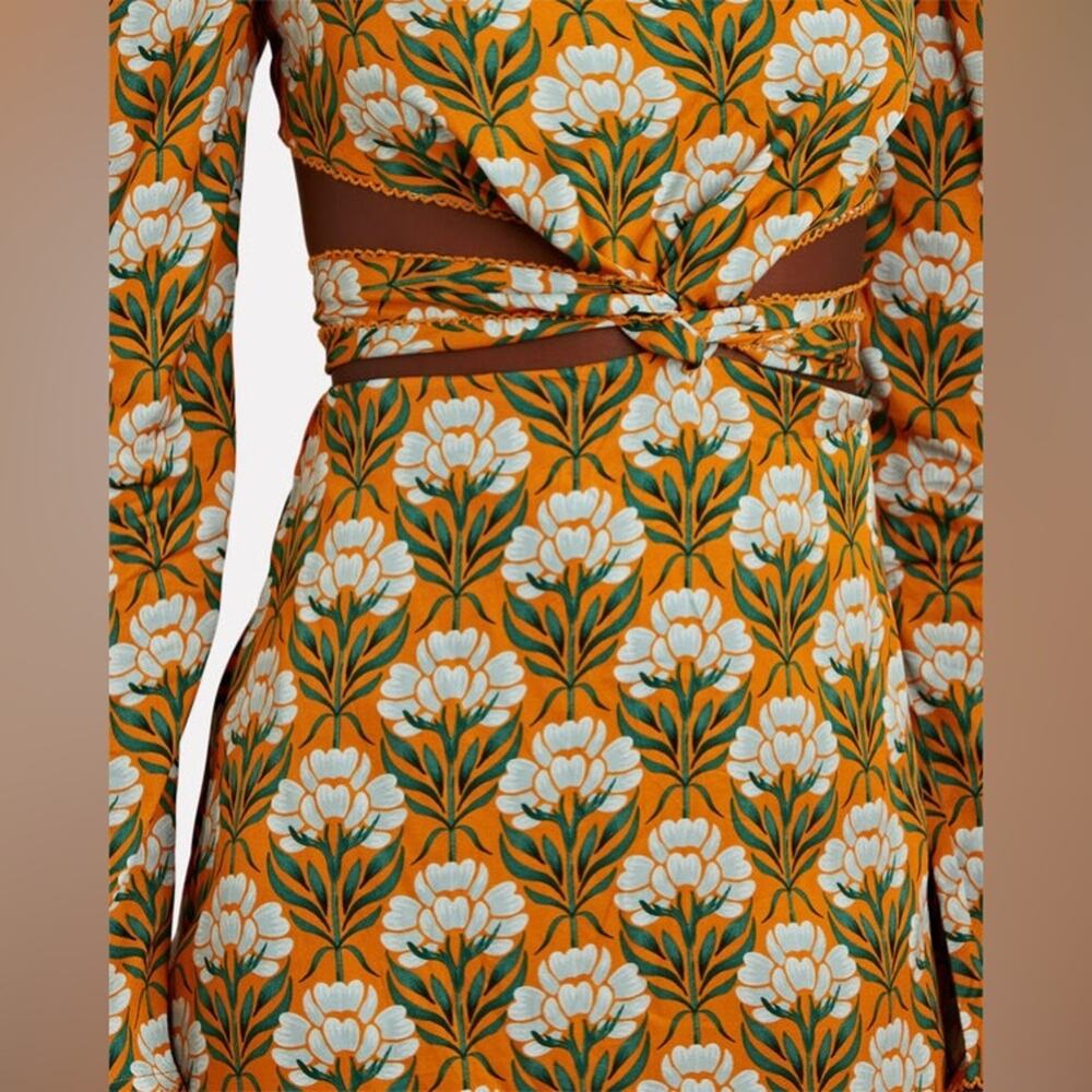 Agua By Agua Bendita Cuarzo Maxi Dress M Long Sleeve Luxury Resort - Picture 3 of 13